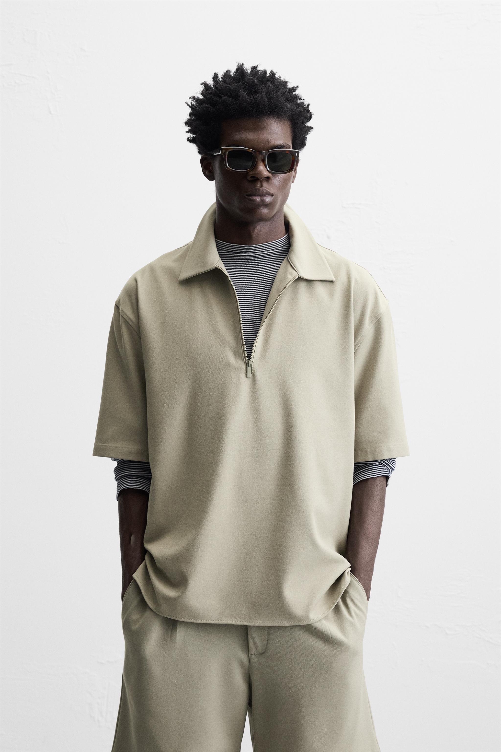 コンフォートジッパーポロシャツ - アップルグリーン | ZARA