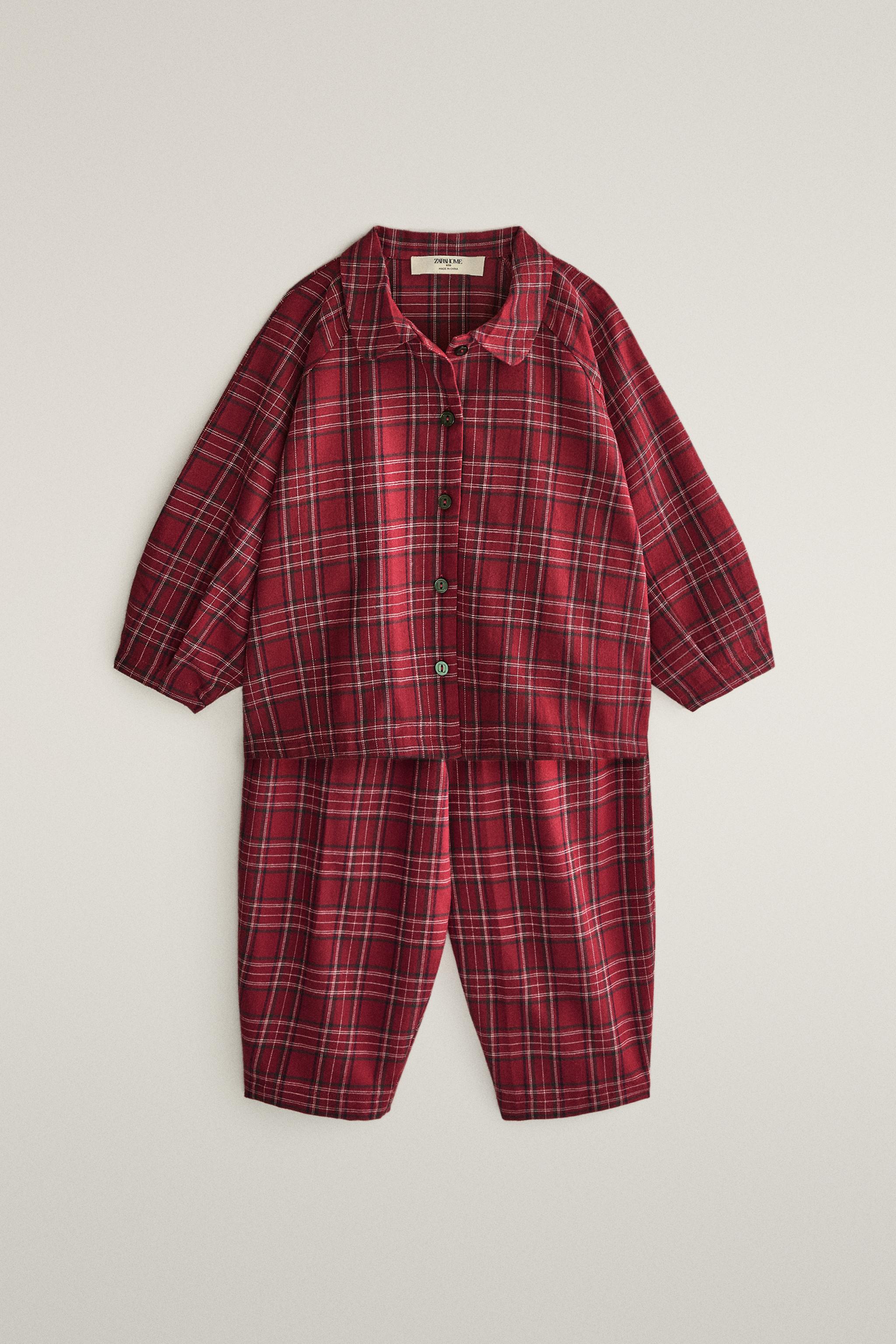 NAOKO TAKAI 赤チェックパジャマM キッズ クリスマスチェック フランネルパジャマ - レッド | ZARA Japan