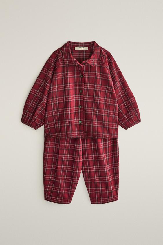 TERNET JULEPYJAMAS I FLANNEL TIL BØRN - rød fra Zara - Billede 0