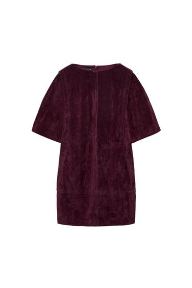 100% LEATHER SUEDE SHORT DRESS
