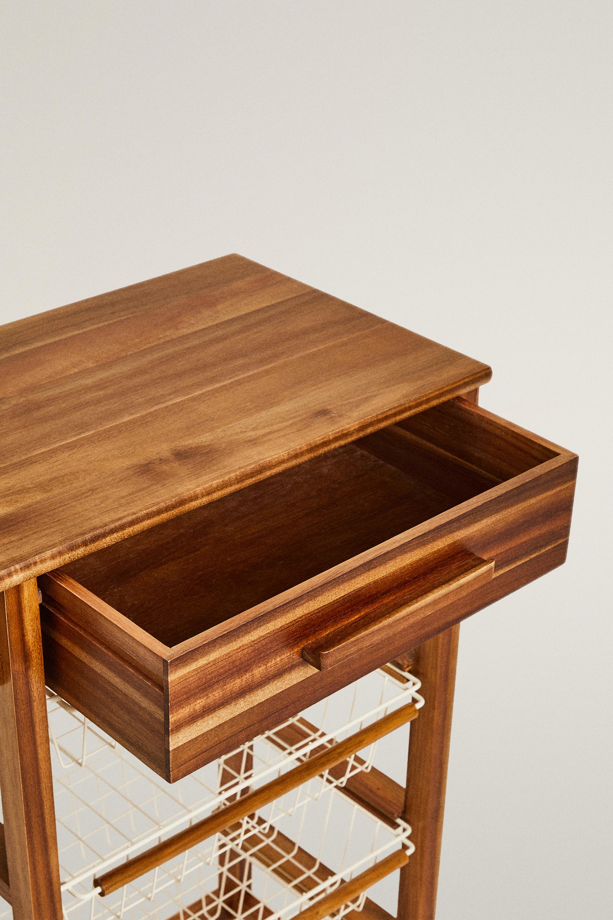 MEUBLE DE RANGEMENT BOIS ET MÉTAL ROULETTES