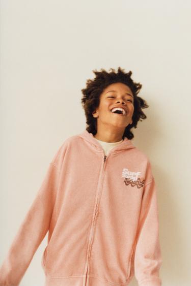 Zara SURF ZIP-UP HOODIE - Light orange