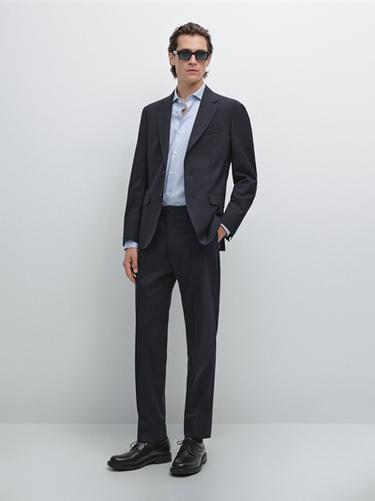 Zara Wool blend suit trousers - Navy blue - Image 0