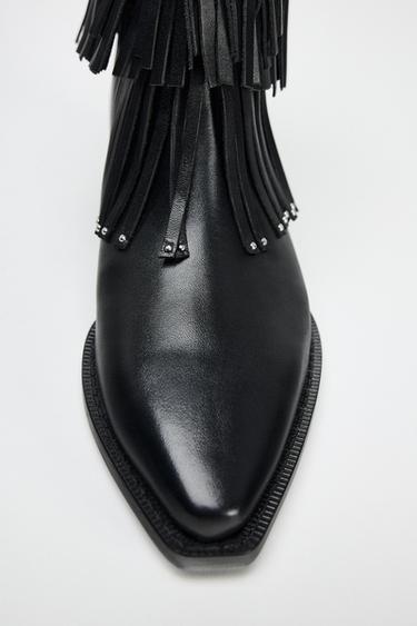BOTTINES FRANGES CLOUS - Noir de Zara - Image 4