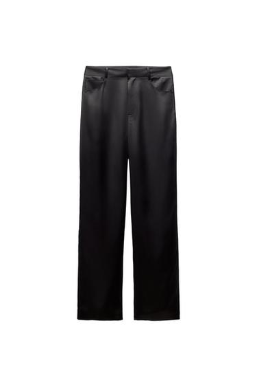 STRAIGHT FIT SATIN TROUSERS