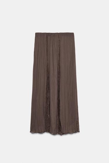 Zara LACE GODET SKIRT - Dark brown