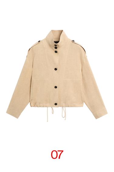 Zara 100% linen fluid bomber jacket - Mustard