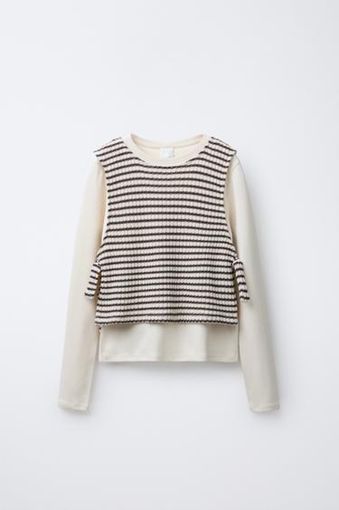 CAMISETA COMBINADA CHALECO RAYAS - rayas de Zara - Imagen 0