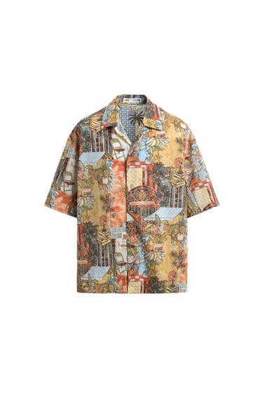 CHEMISE RELAXED FIT À IMPRIMÉ RUES - Orange de Zara