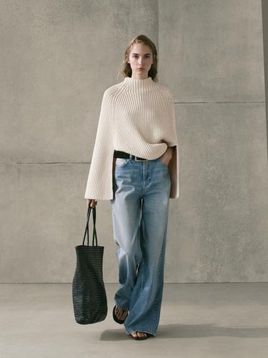 Jeans wide leg tiro alto - Azul agua de Zara - Imagen 0