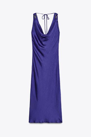 MIDI CAMISOLE DRESS WITH HARDWARE - Ink blue by Zara - Image 0
