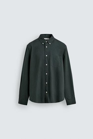 REGULAR FIT OXFORD SHIRT - Bottle green by Zara