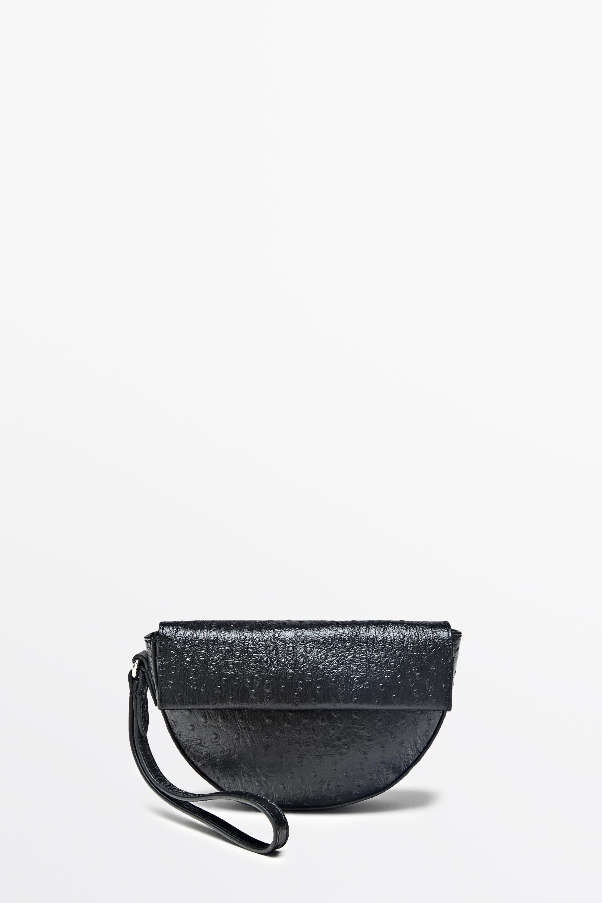 Nappa leather texture half-moon mini bag