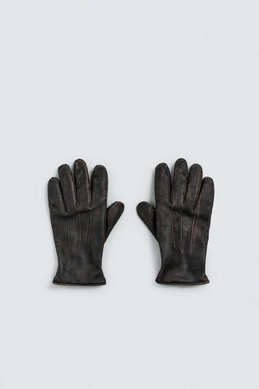 LIMITED EDITION LEATHER GLOVES - Black by Zara