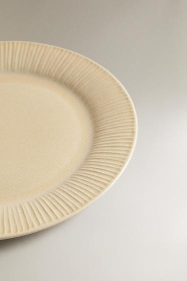 SCORED STONEWARE DINNER PLATE - Dark beige by Zara - Image 2
