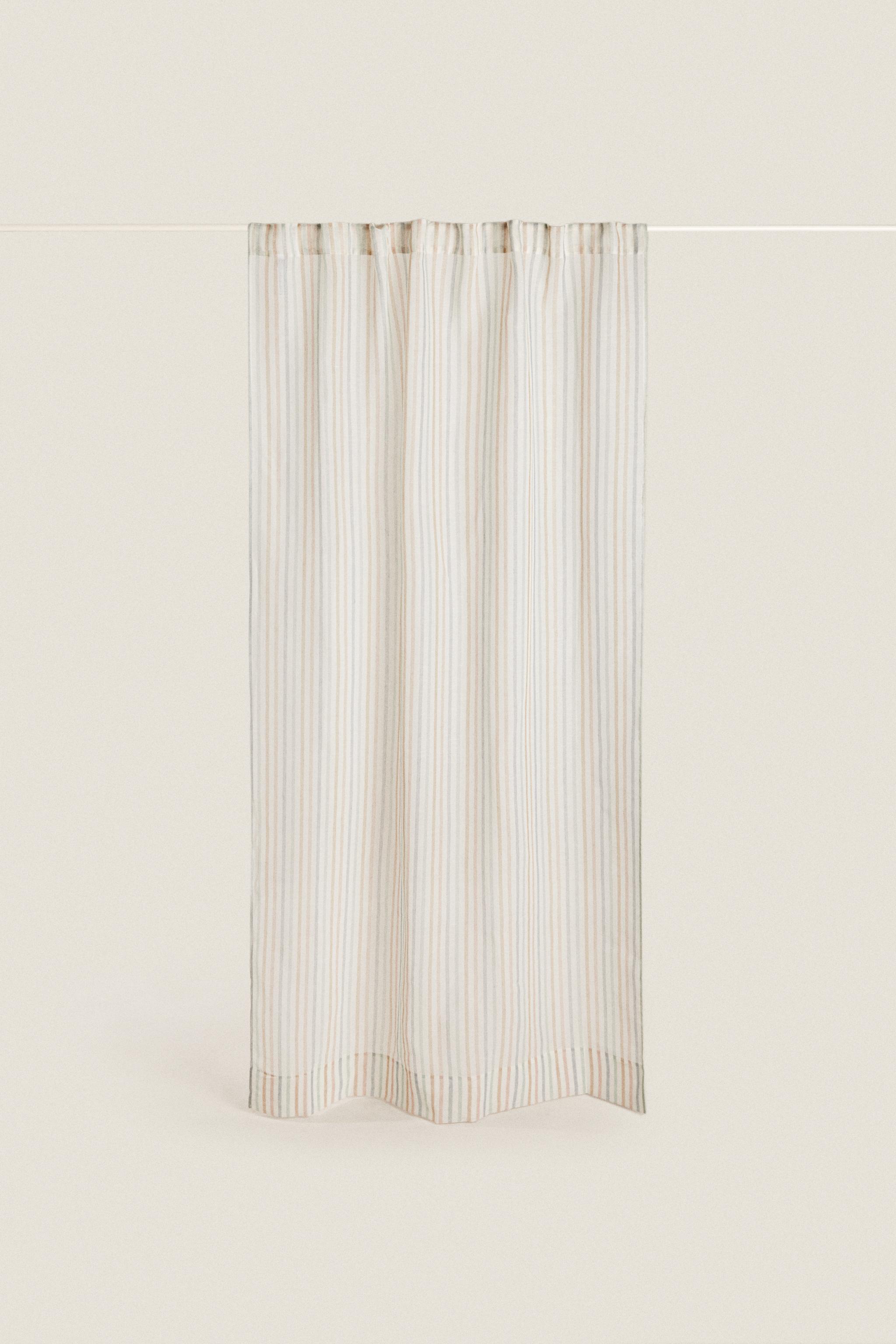 Zara LOW OPACITY MULTICOLORED STRIPED CURTAIN