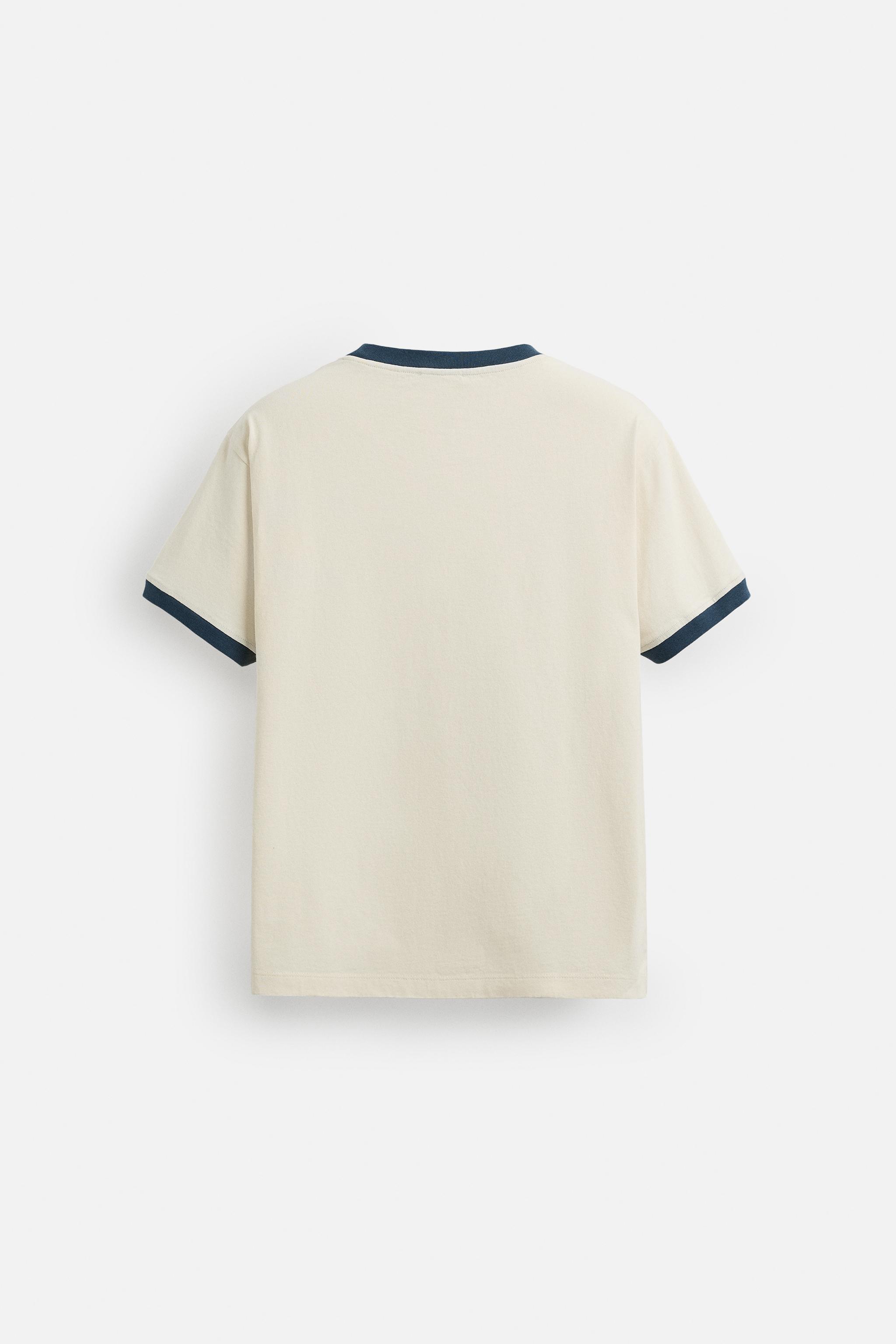 SLOGAN RIB CONTRAST T-SHIRT - Ecru | ZARA Australia