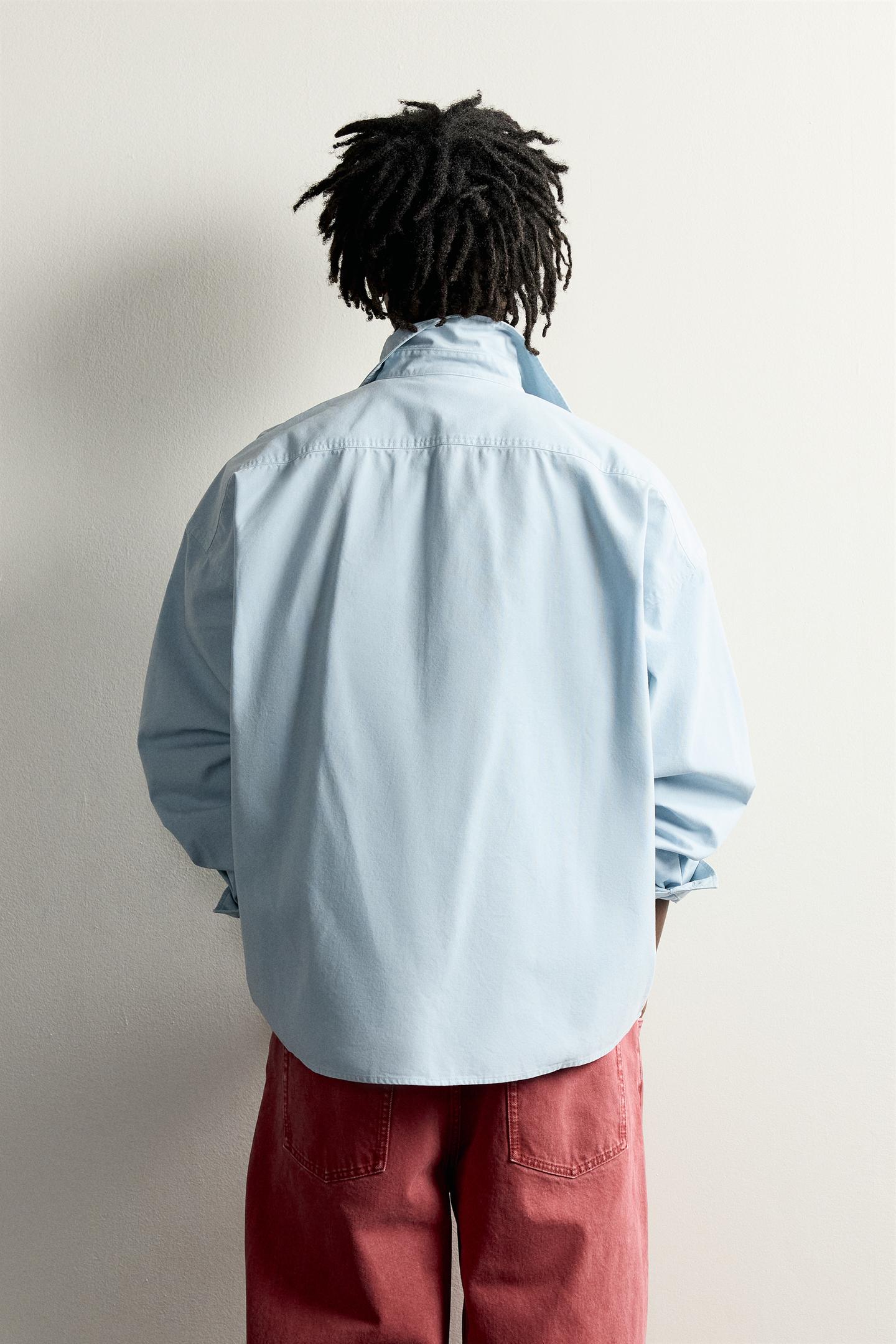 Мужская рубашка Zara Fruit OF the Loom™ Boxy Oxford, цвет: Небесно-голубой — фото 3