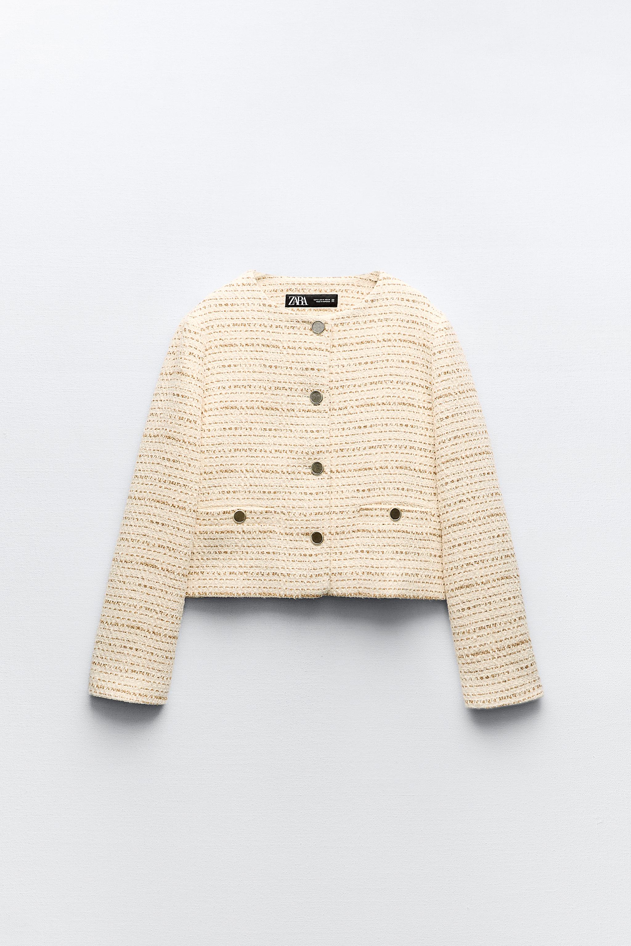 Zara cream cheap tweed jacket