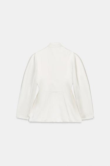SATIN PEPLUM BLAZER - Oyster-white by Zara - Image 1