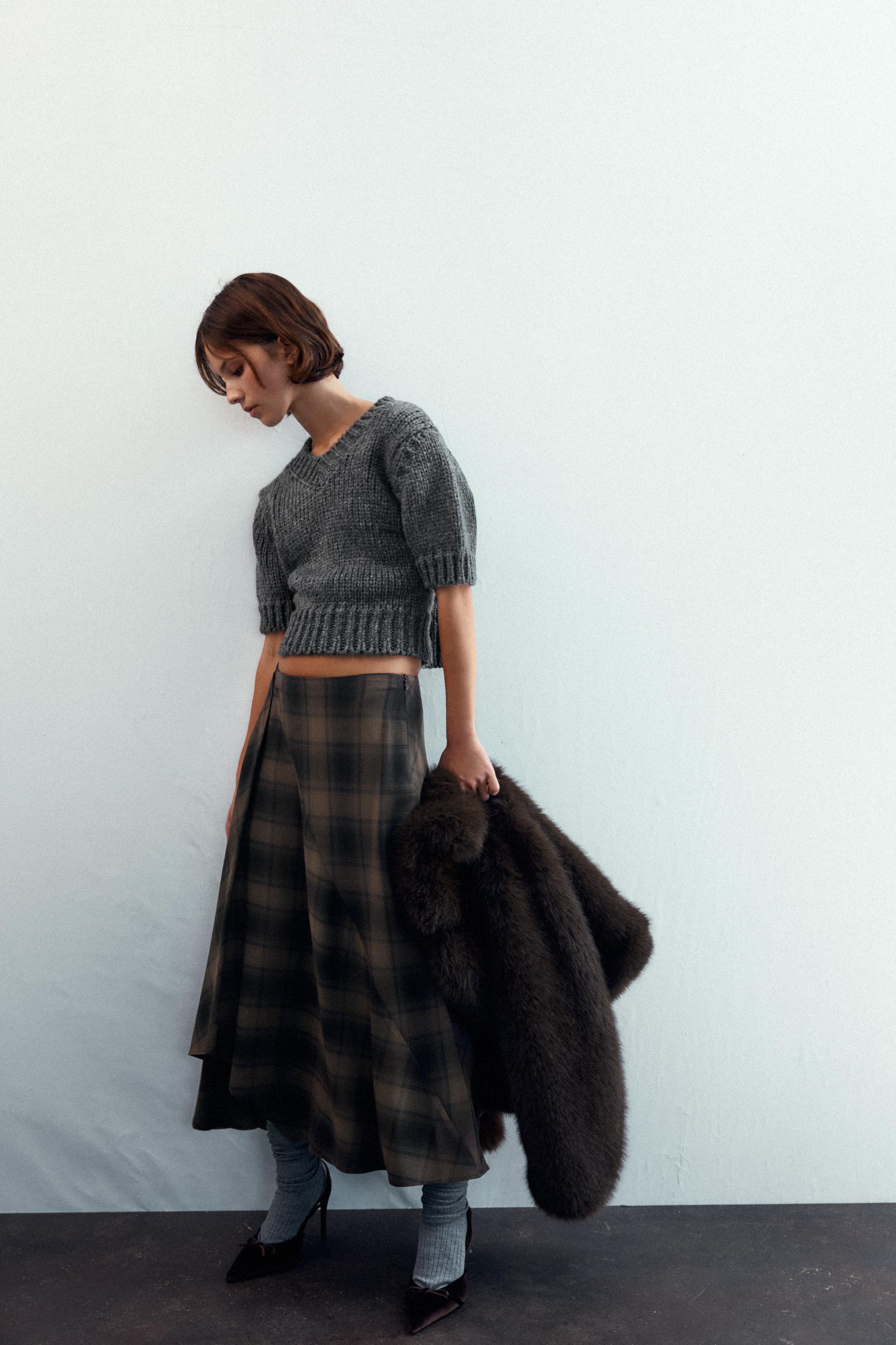 PLAID MIDI SKIRT