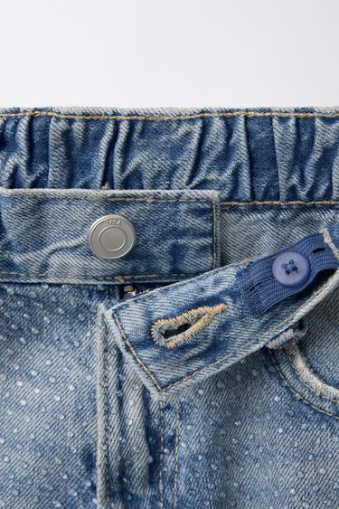 SHORT EN DENIM STRASS - Bleu clair de Zara - Image 2