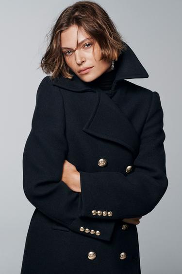 LONG WOOL BLEND COAT ZW COLLECTION - Dark navy by Zara
