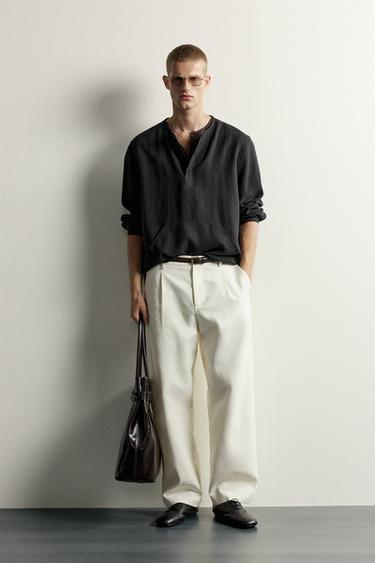 HENLEY POLO SHIRT WITH POCKETS - Black by Zara