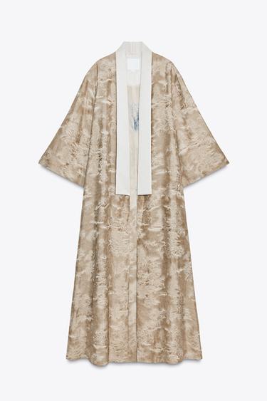 Zara ZW COLLECTION PRINTED COAT - Beige