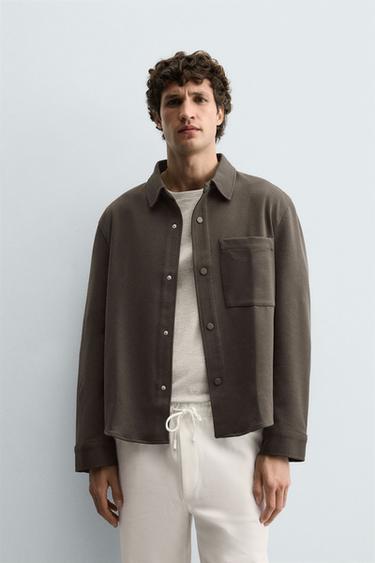 Zara COMFORT NON-IRON OVERSHIRT - Green marl