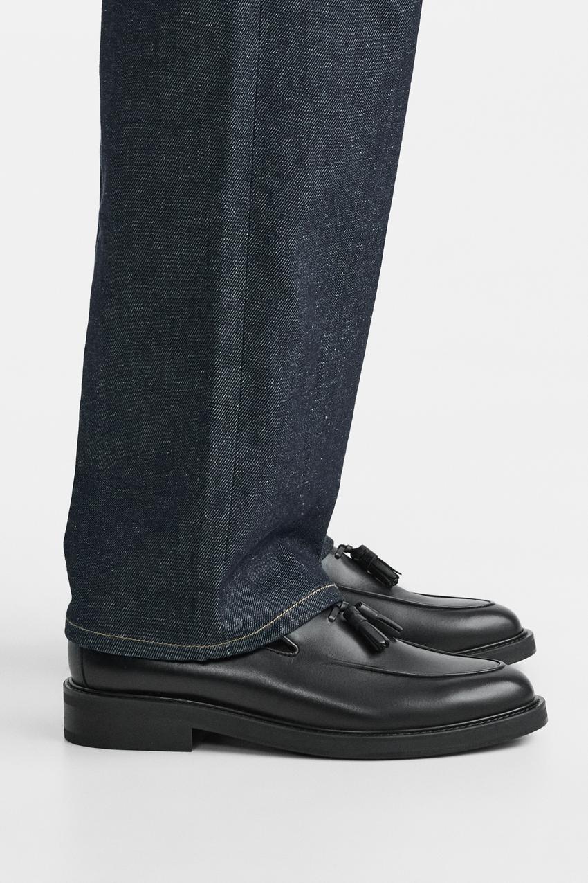 タッセル付きレザーローファー - ブラック | ZARA Japan / 日本
