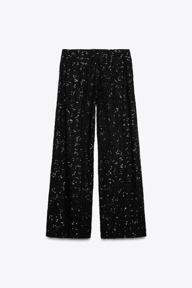 SEQUINNED VOLUME TROUSERS - Black by Zara - Image 2
