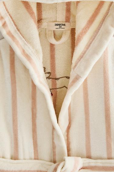 PEIGNOIR ENFANT RAYURES CHIEN PATINEUR - Rose / Blanc de Zara - Image 4