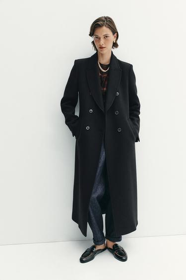 ZW COLLECTION WOOL BLEND COAT - Black by Zara
