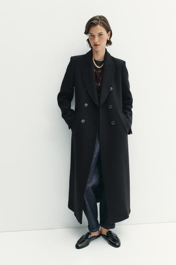 ABRIGO CON LANA ZW COLLECTION - Negro de Zara - Imagen 0