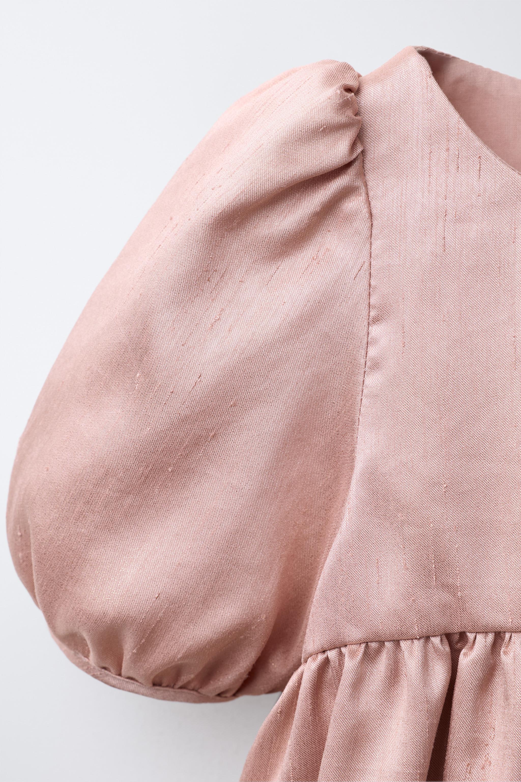 SHINY BALLOON SLEEVE DRESS