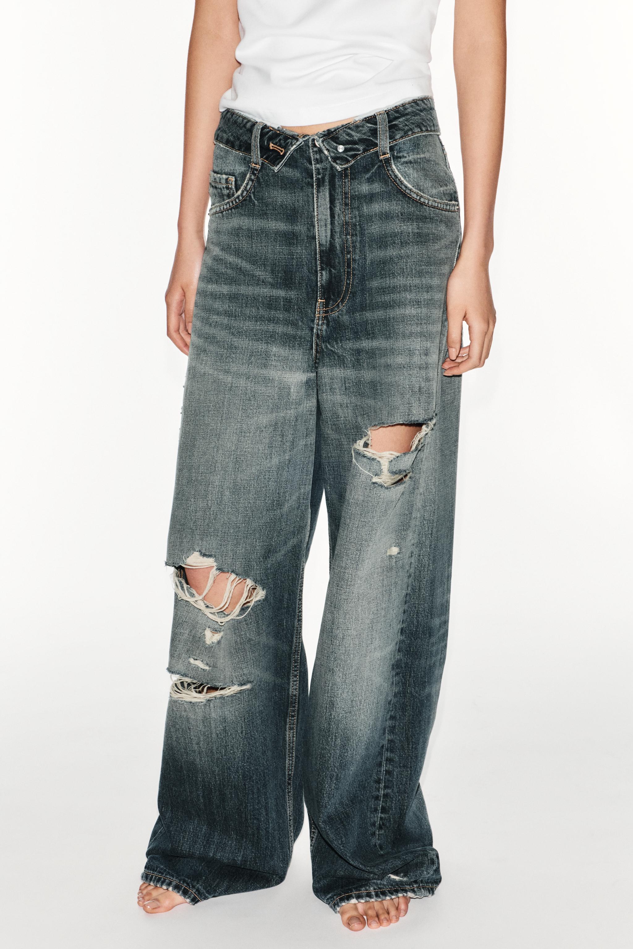 TRF MID-RISE DISTRESSED TURN-UP WAIST JEANS - thumbnail 2