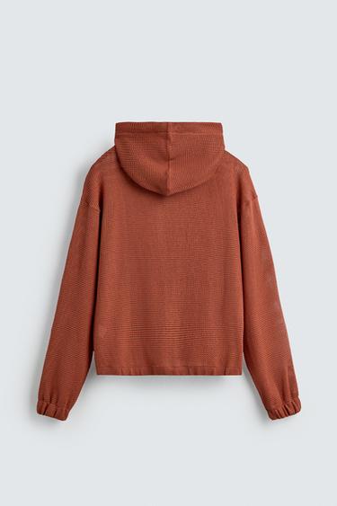 OPEN KNIT HOODIE - Reddish by Zara - Image 8