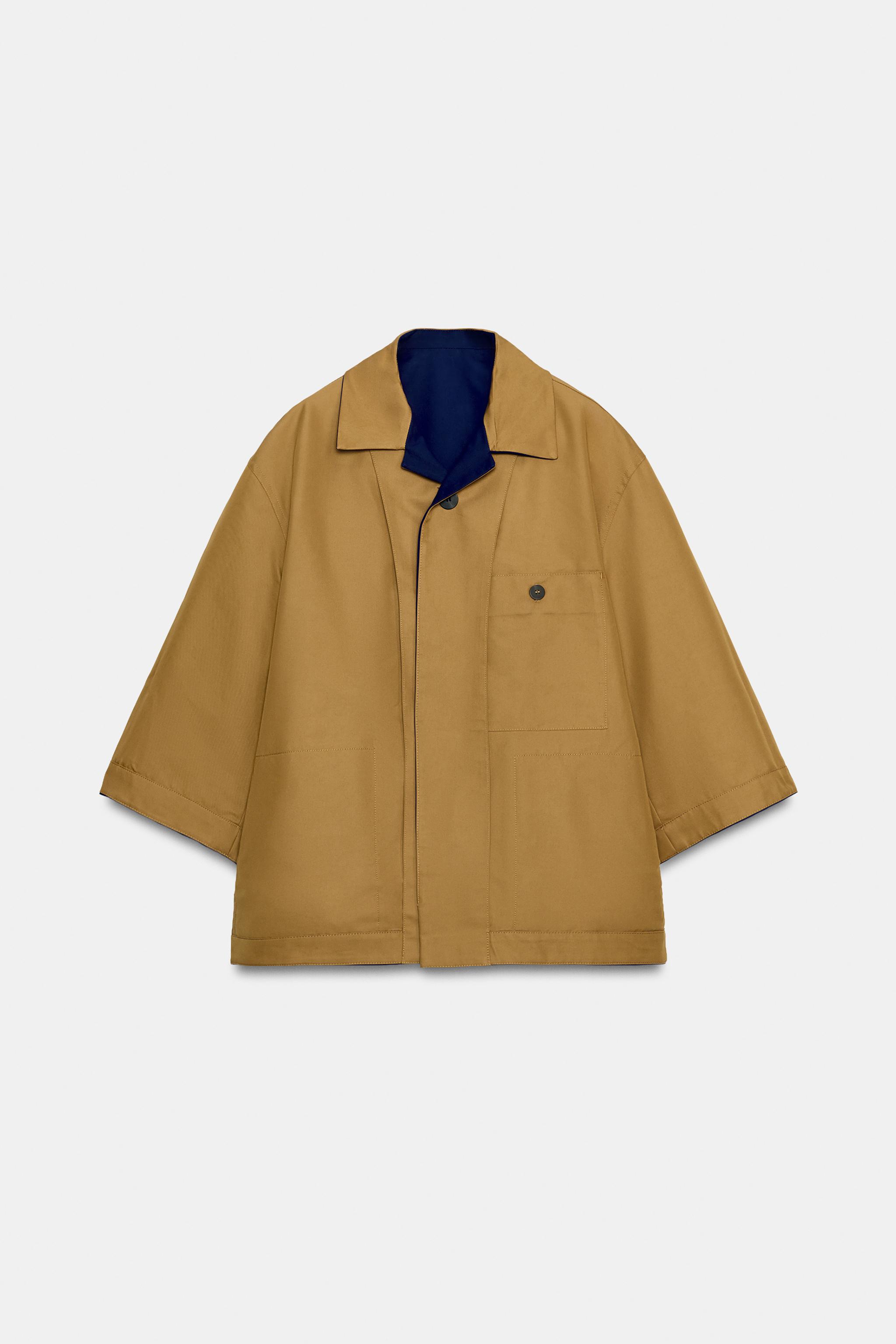 ZW COLLECTION リバーシブル ショートトレンチコート - 濃青 | ZARA