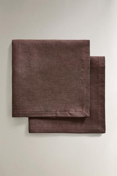 КОМПЛЕКТ ЛЕНЕНИ ЕДНОЦВЕТНИ САЛФЕТКИ - Тъмнокафяв от Zara