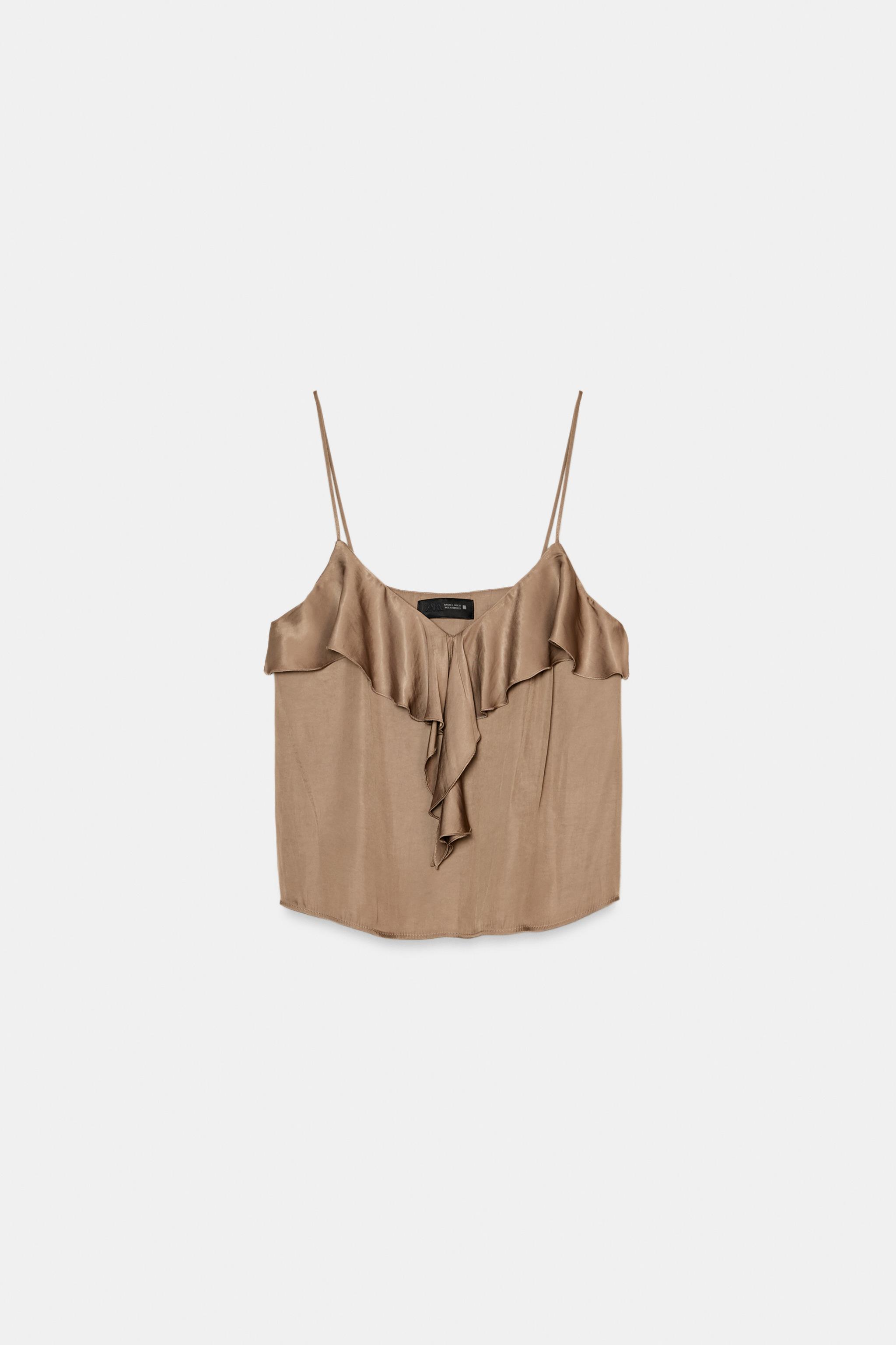 STRAPPY RUFFLE TOP - Aubergine | ZARA South Africa