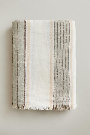 COUVERTURE LIN CARREAUX - rayures de Zara - Image 5