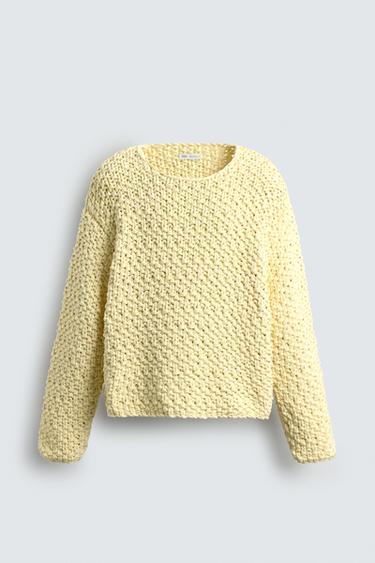 Zara COTTON BLEND SWEATER LIMITED EDITION - Light lime green