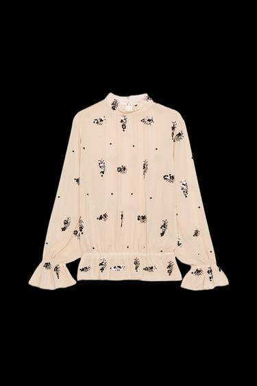 SEMI-SHEER SEQUIN BLOUSE - Multicoloured by Zara