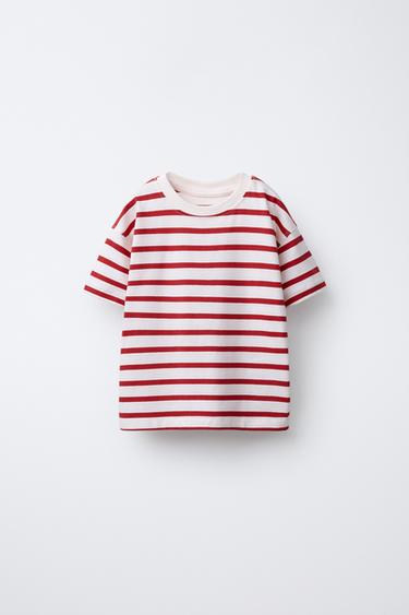 BASIC STRIPED T-SHIRT - Red by Zara