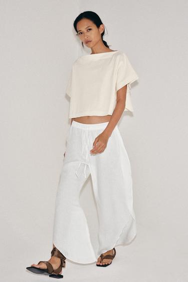 CAPE EFFECT CROP TOP - Ecru by Zara