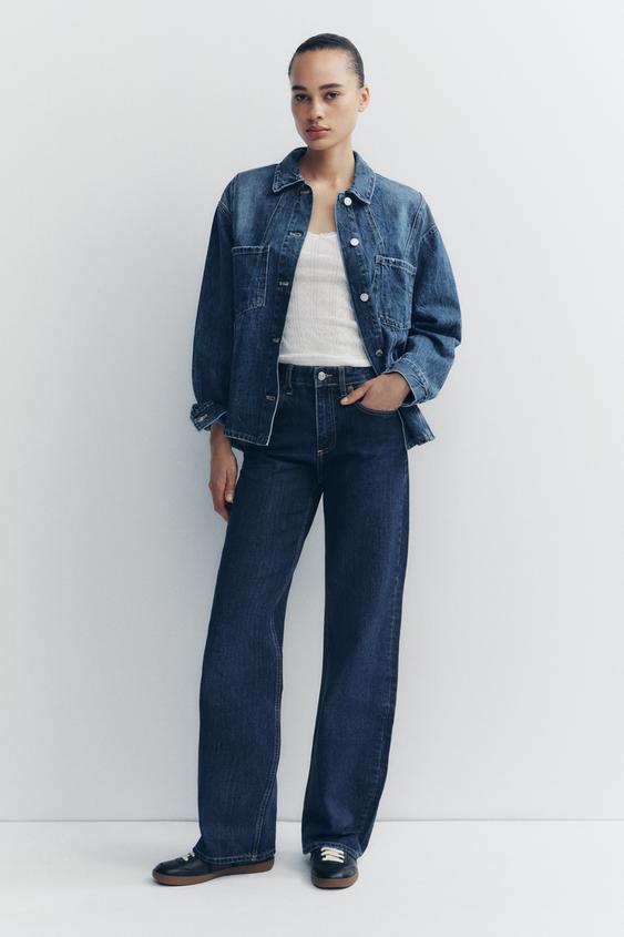 ミッドライズ WIDE-LEG TRF デニムパンツ - ネイビーブルー | ZARA 