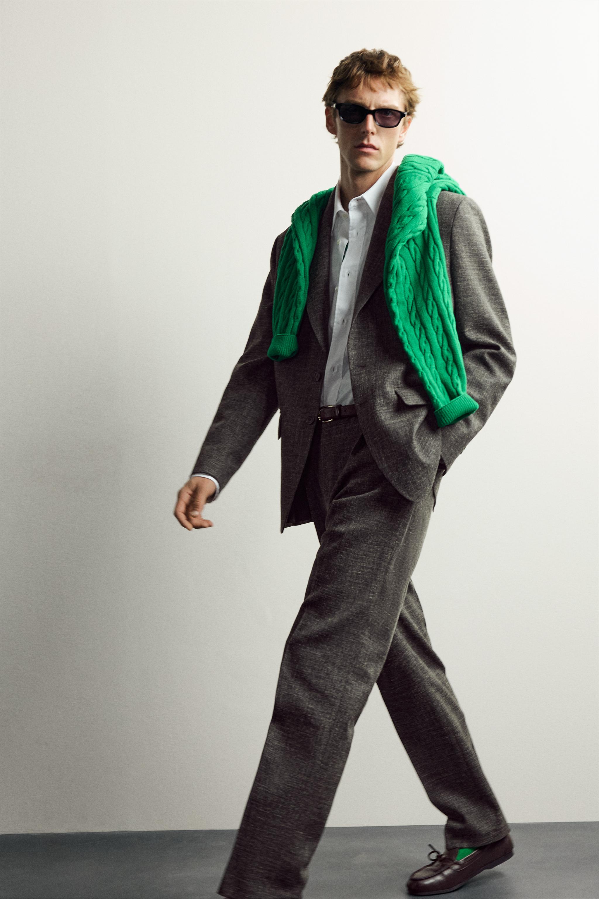 AARON LEVINE X ZARA WOOL-LINEN SUIT BLAZER