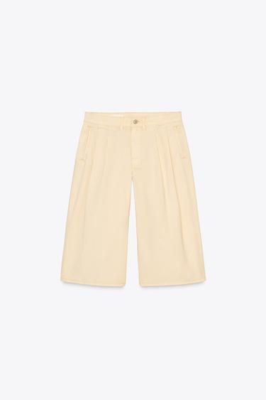 БЕРМУДЫ С ЗАЩИПАМИ — СВЕТЛО-ЖЕЛТЫЙ от Zara