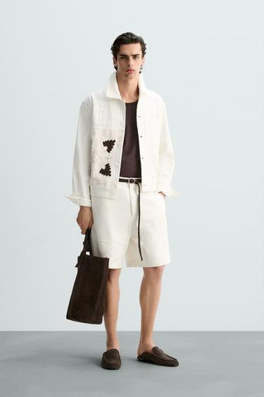 CARGO PATCHWORK BERMUDA SHORTS - Oyster-white by Zara - Image 0